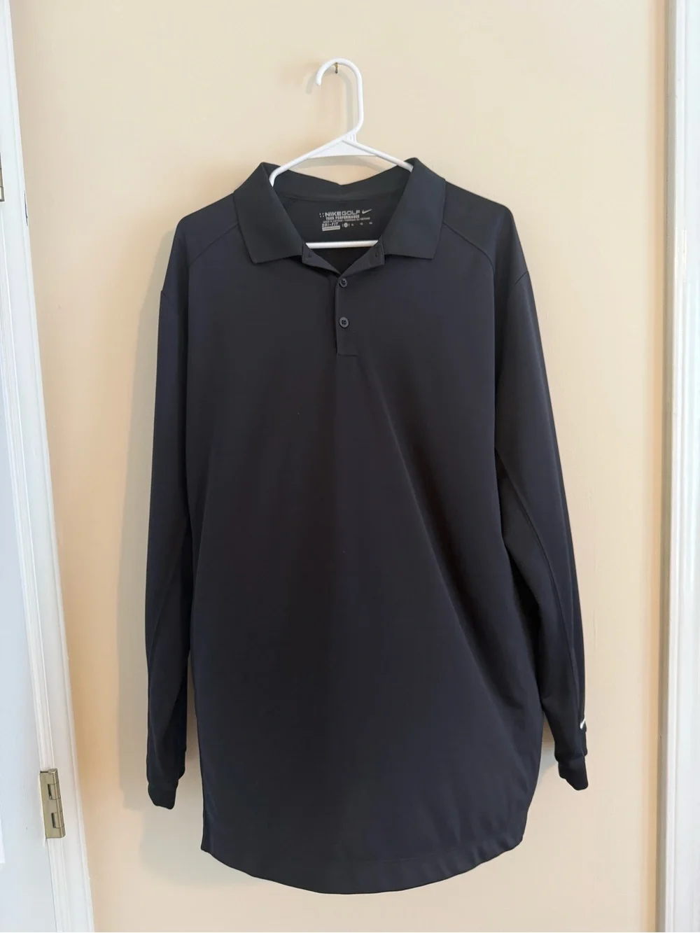 NIKE GOLF TOUR PERFORMANCE MEN'S BLACK LONG SLEEVE POLO SHIRT/SIZE XL